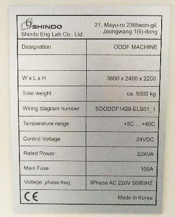 Shindo SDODDF 0020 LGC 01 ODDF Machine