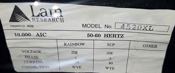 Lam Rainbow 4520 XL Oxide Etcher