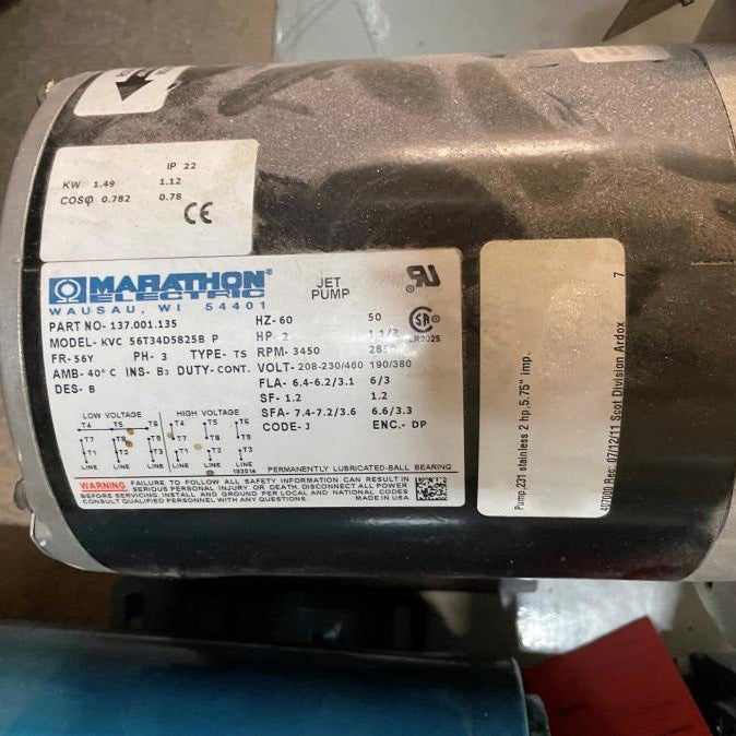 Marathon Electric Stainless Steel Portable Chiller Pump