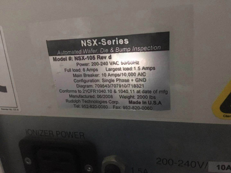 ONTO / Rudolph / August NSX 105 Automated Wafer, Die & Bump Inspection