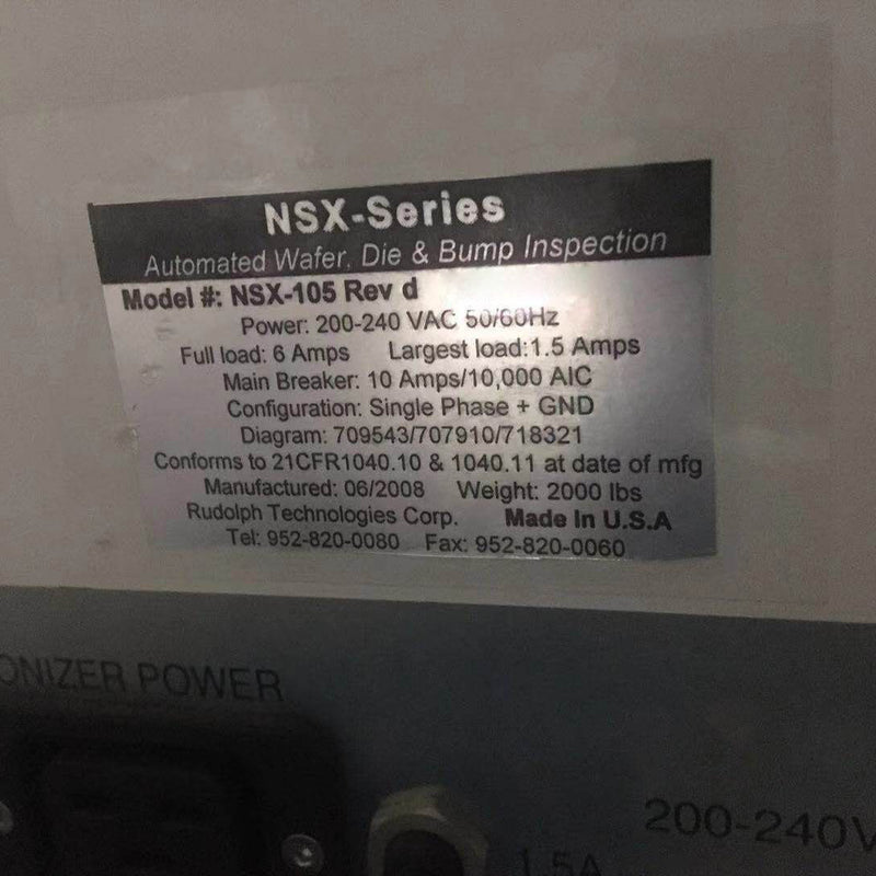 ONTO / Rudolph / August NSX 105 Automated Wafer, Die & Bump Inspection