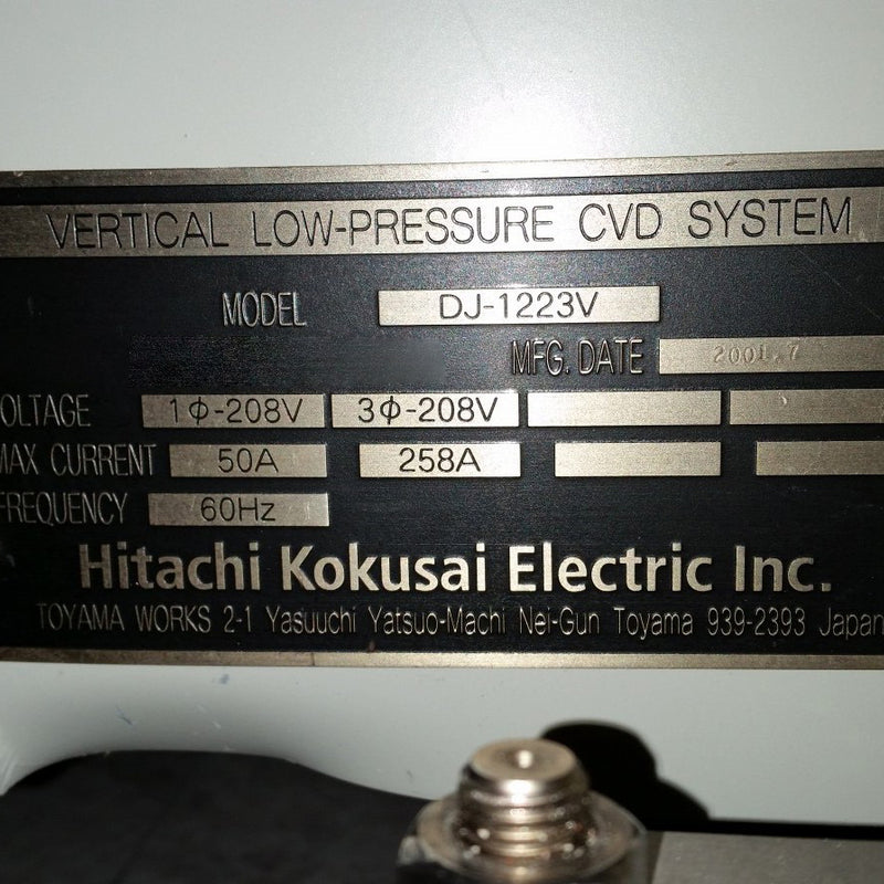 Hitachi Kokusai DJ 1223 V CVD (Chemical Vapor Deposition)