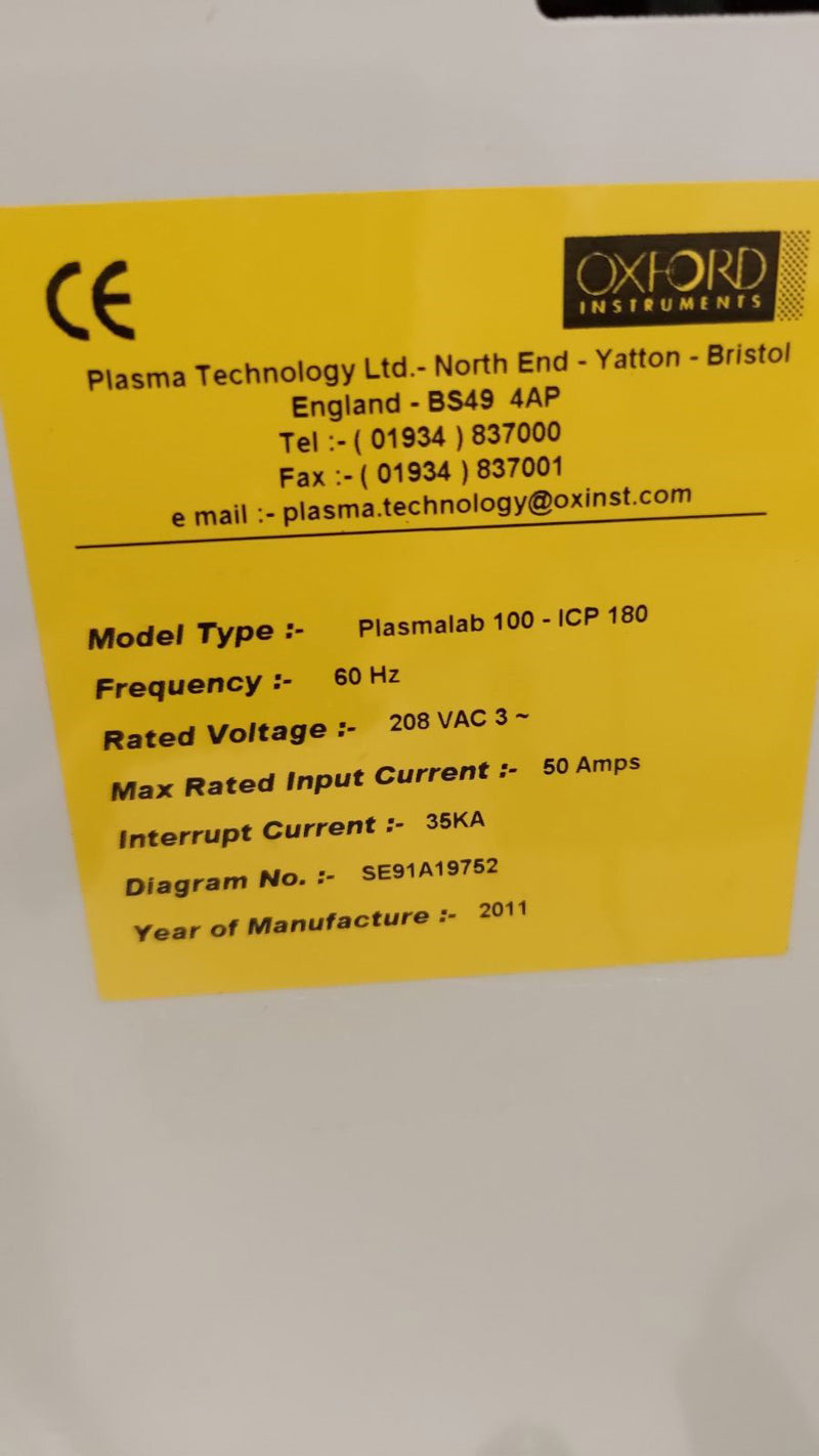Oxford Plasmalab 100 ICP 180 Etcher