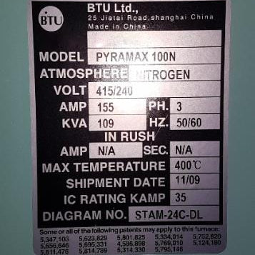 BTU Pyramax 100 N Reflow Oven