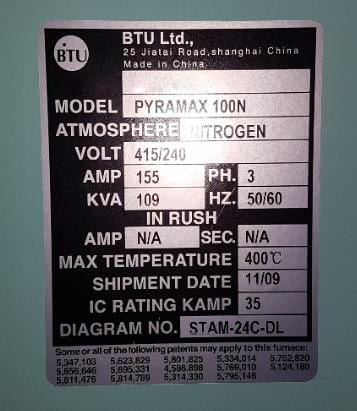 BTU Pyramax 100 N Reflow Oven