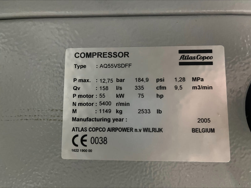 Atlas Copco AQ 55 VSDFF Industrial Compressor