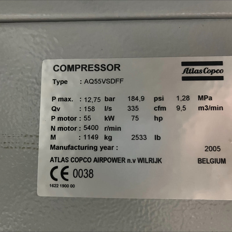 Atlas Copco AQ 55 VSDFF Industrial Compressor