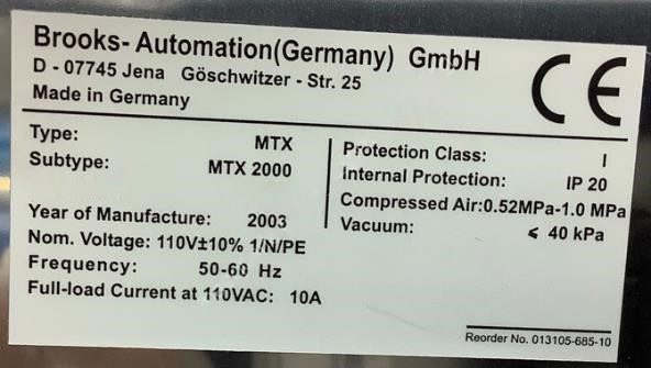 Brooks MTX 2000 Wafer Sorter