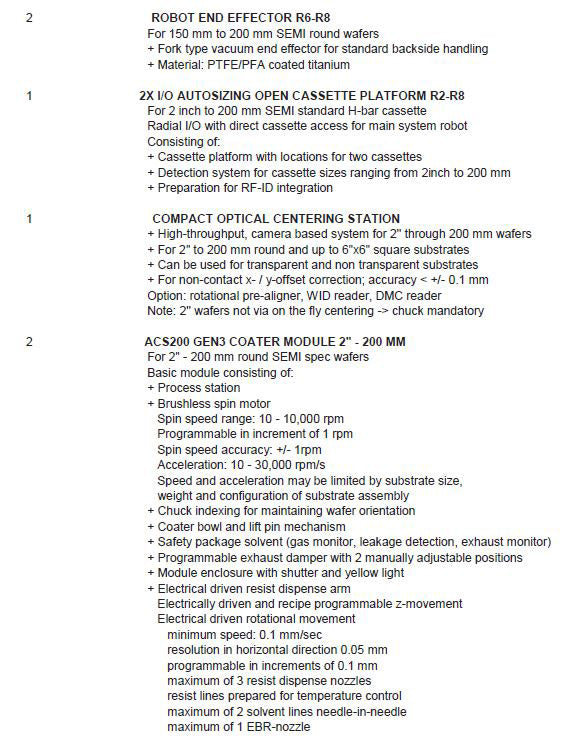 SUSS ACS 200 Gen 3 Coater / Developer