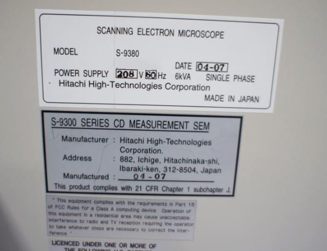 Hitachi S 9380 CD-SEM (Critical Dimension Scanning Electron Microscope)