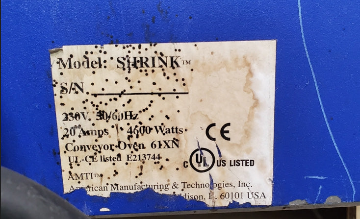 AMTI AMTI 2525 Heat Shrink Conveyor Oven