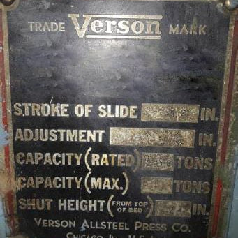 Verson 250 S 2 84 Press