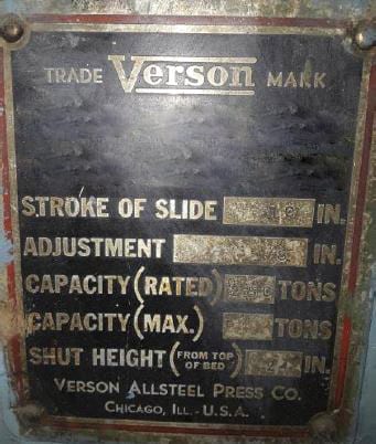 Verson 250 S 2 84 Press