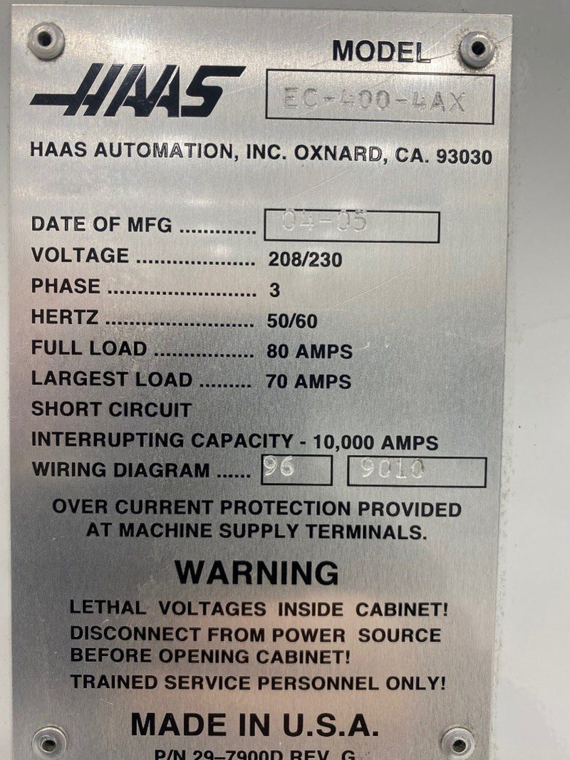 Haas EC 400 4 AX CNC Milling Machine