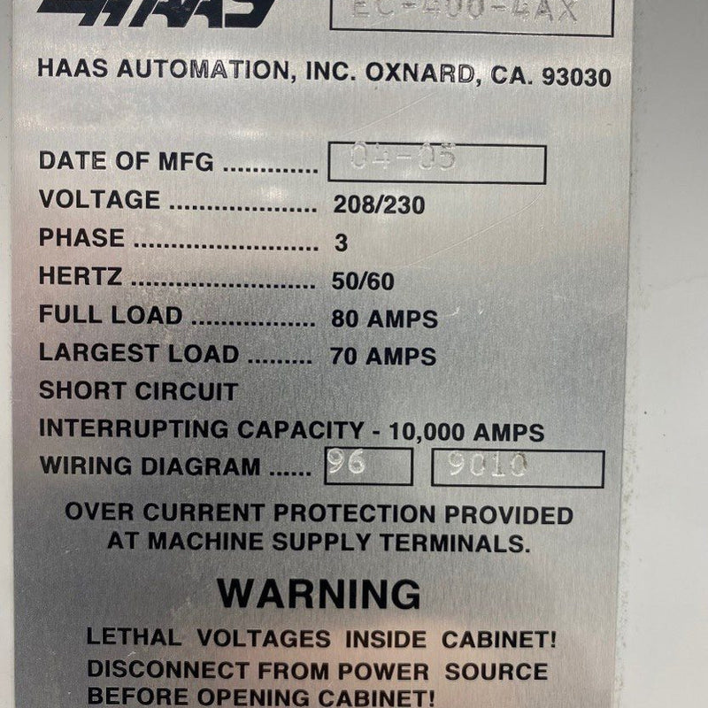 Haas EC 400 4 AX CNC Milling Machine