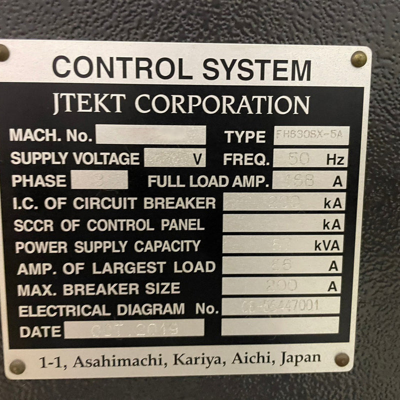 JTEKT FH 63 OSX 5 A CNC Horizontal Machining Center