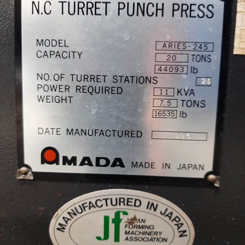 Amada Aries 245 Turret Punch Press