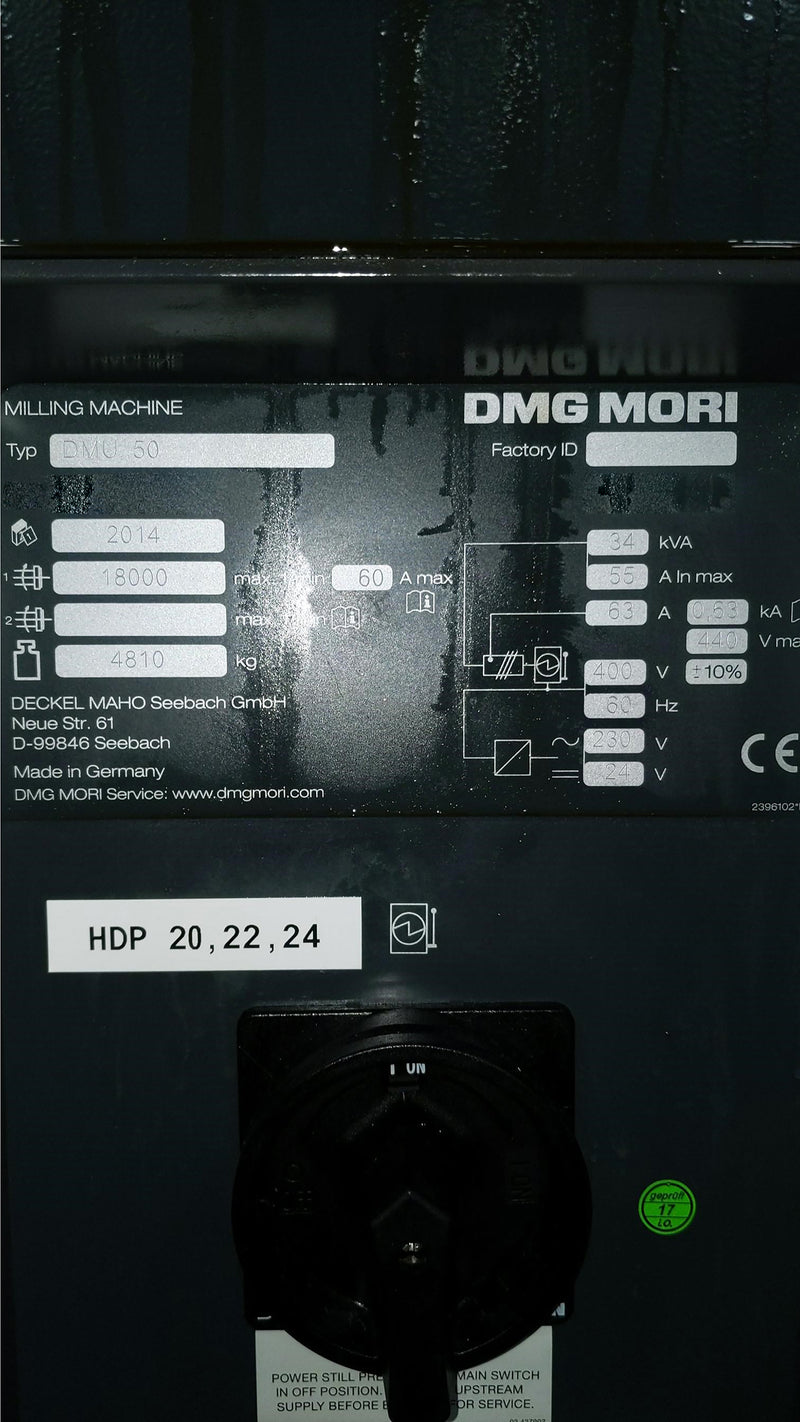 Mori Seiki DMU 50 Milling Machine