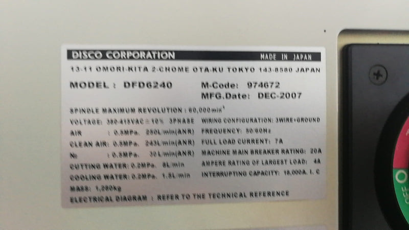 Disco DFD 6240 Automatic Dicing Saw