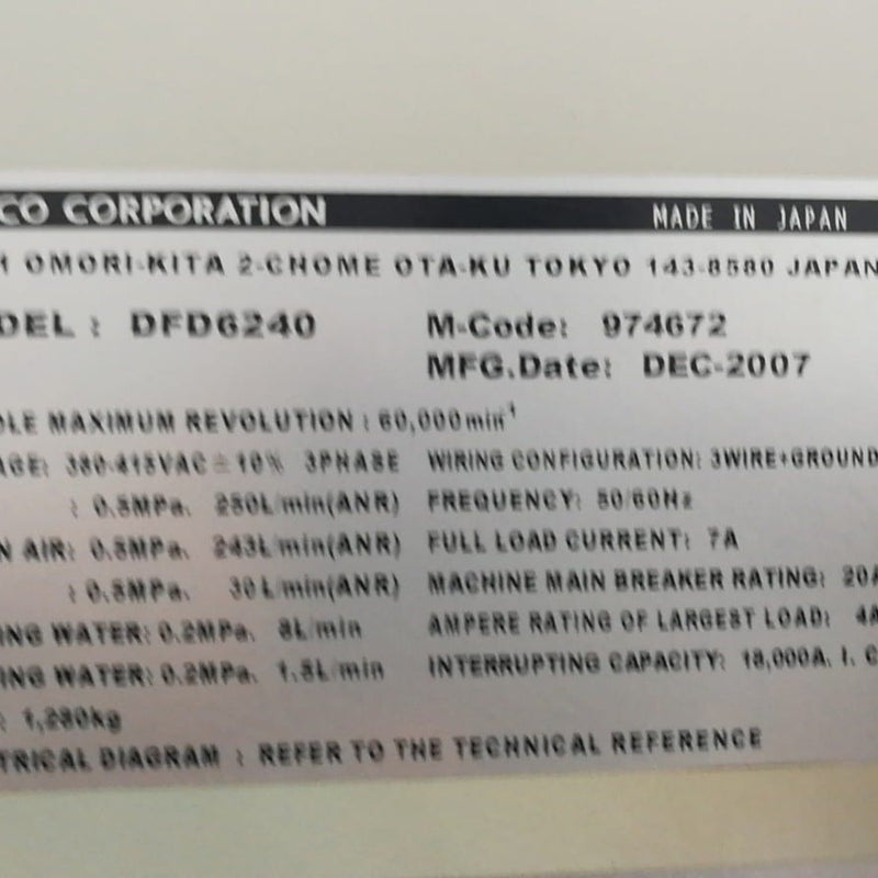 Disco DFD 6240 Automatic Dicing Saw
