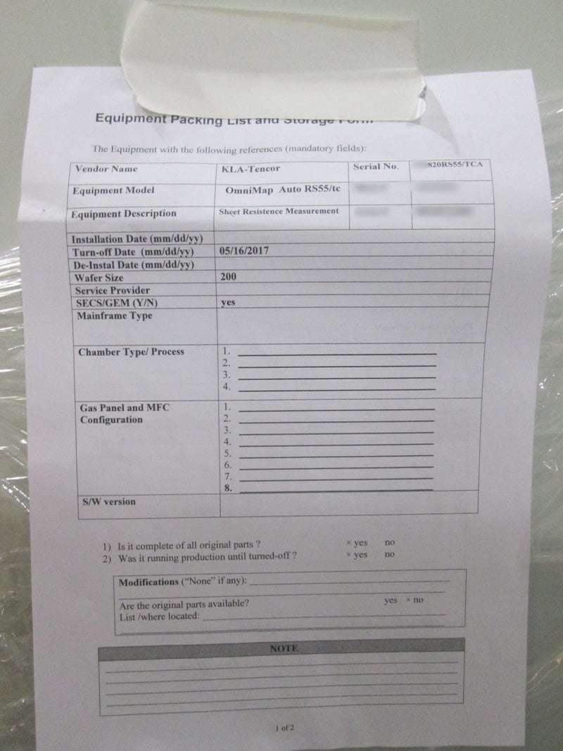 KLA OmniMap Auto RS 55 Resistivity Mapper