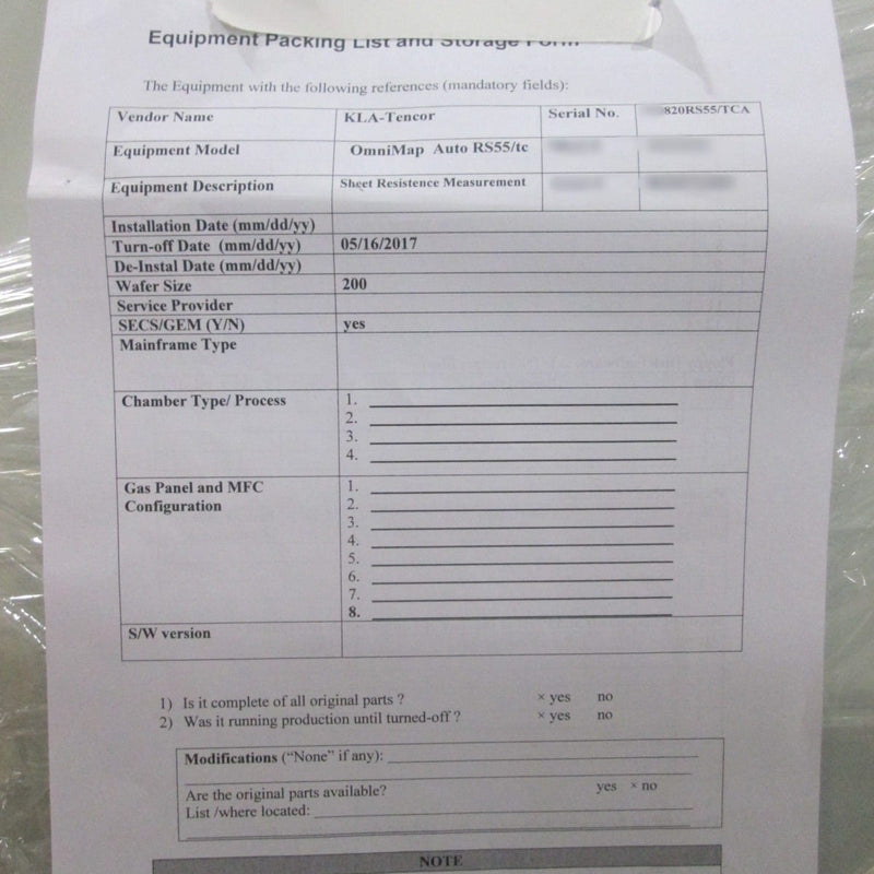 KLA OmniMap Auto RS 55 Resistivity Mapper