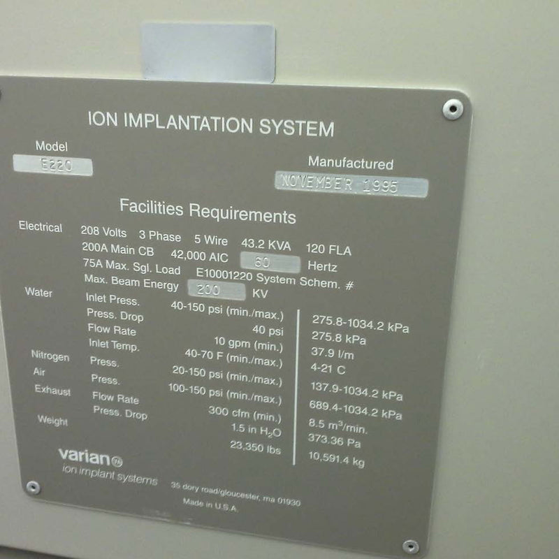 Varian E 220 Implanter