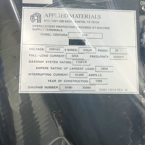 Applied Materials Centura Divisional RTP (Rapid Thermal Process)