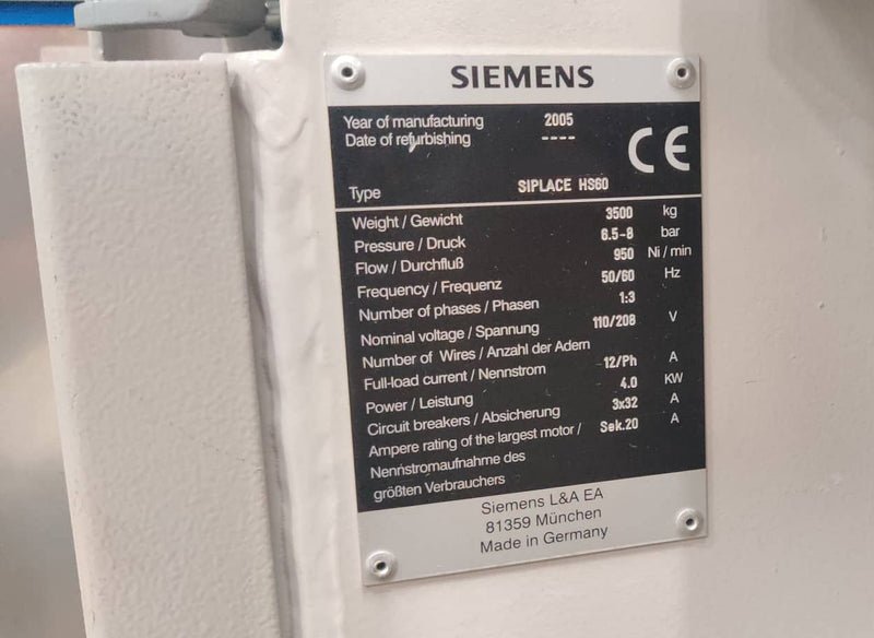 Siemens Siplace HS 60 SMT Pick & Place Machine