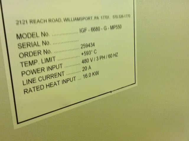 Blue M IGF 6680 G MP 550 High Temperature Anneal Oven