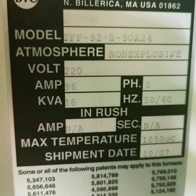 BTU TFF 92 8 90 A 24 Conveyor Oven