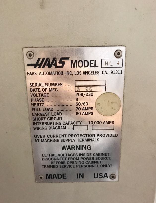 Haas HL 4 CNC Lathe