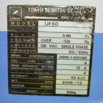 Tokyo Seimitsu UF 60 Prober