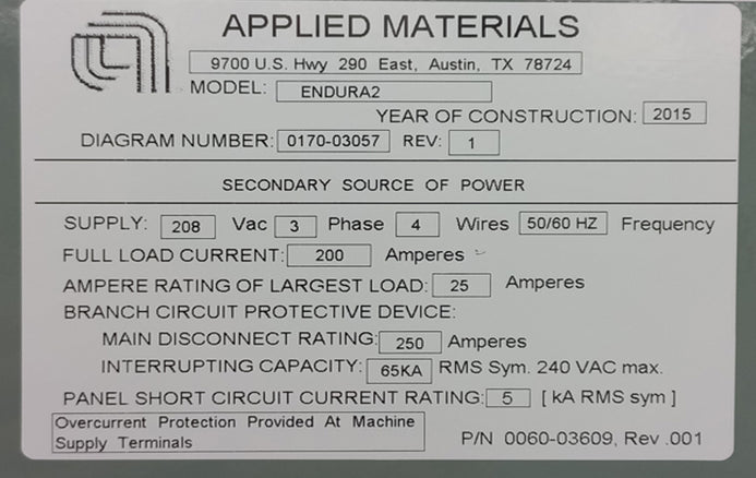 Applied Materials Endura 2 PVD (Physical Vapor Deposition)