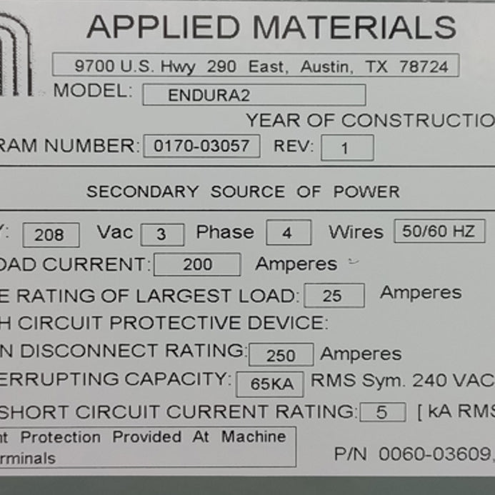 Applied Materials Endura 2 PVD (Physical Vapor Deposition)