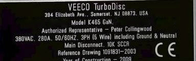 Veeco K 465 GaN MOCVD (Metal Organic Chemical Vapor Deposition)