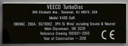 Veeco K 465 GaN MOCVD (Metal Organic Chemical Vapor Deposition)