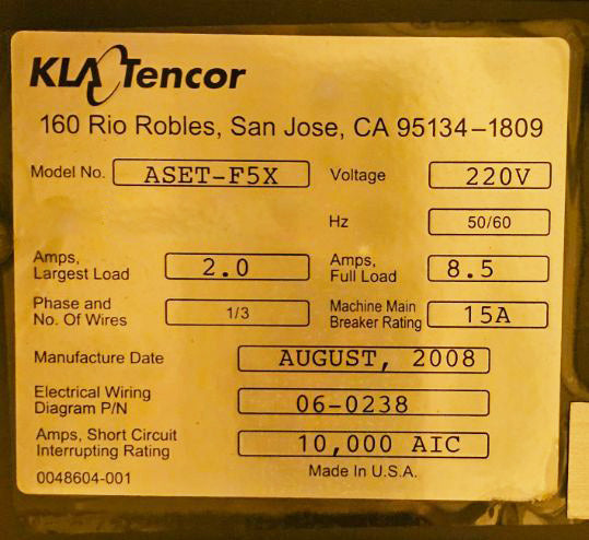 KLA ASET F 5 X Thin Film Measurement