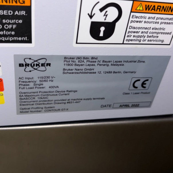 Bruker ContourGT X 3 D Optical Profiler