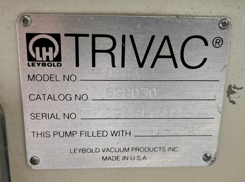 Leybold Trivac D 16 A Vacuum Pump