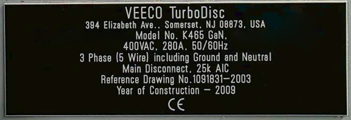 Veeco TurboDisc K 465 MOCVD GaN (Metal Organic Chemical Vapor Deposition)