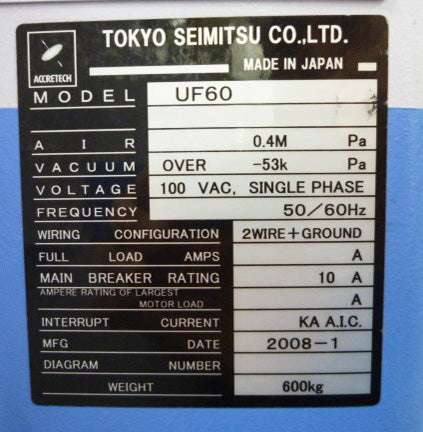 Tokyo Seimitsu UF 60 Prober