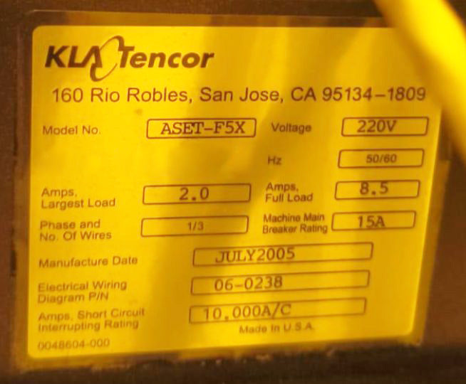 KLA ASET F 5 X Thin Film Measurement