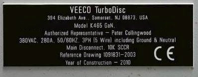 Veeco K 465 GaN MOCVD (Metal Organic Chemical Vapor Deposition)