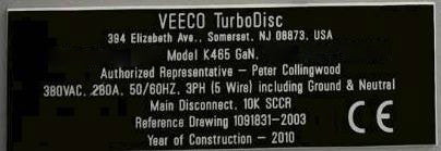 Veeco K 465 GaN MOCVD (Metal Organic Chemical Vapor Deposition)