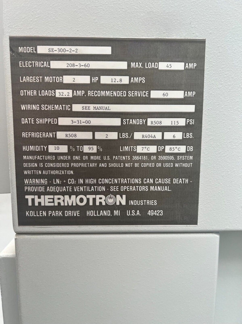 Thermotron SE 300 2 2 Environmental Chamber
