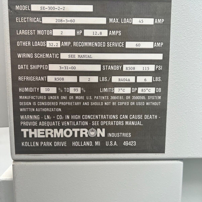 Thermotron SE 300 2 2 Environmental Chamber