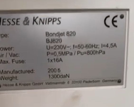 Hesse & Knipps (H&K) Bondjet 820 Bonder