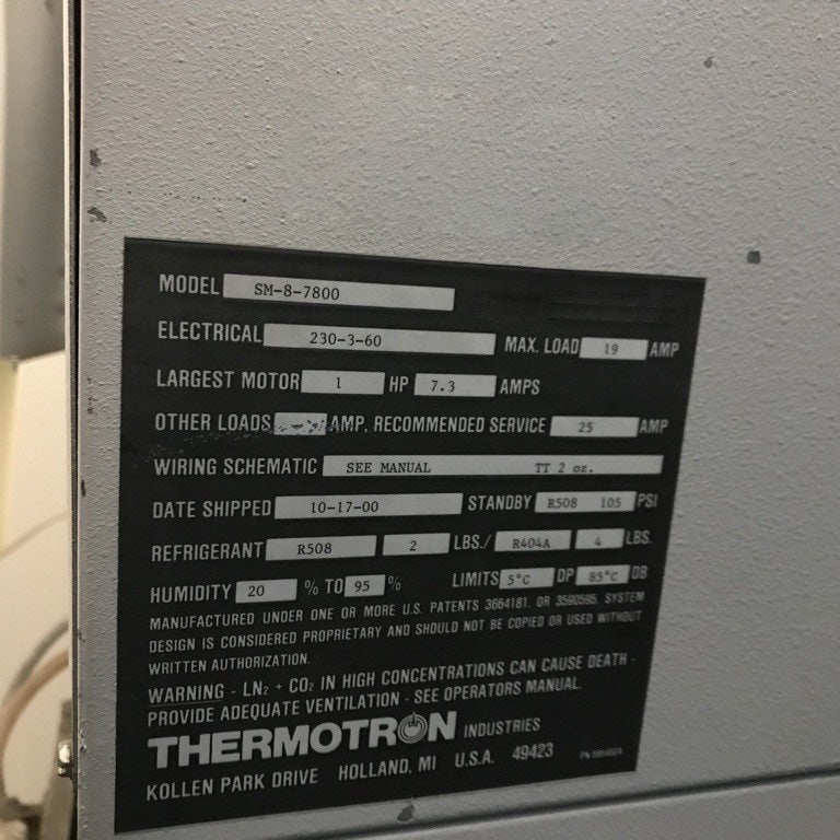 Thermotron SM 8 7800 Temperature Chamber