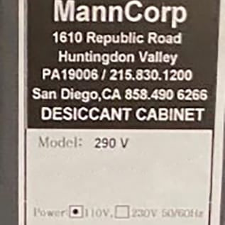 Manncorp 290 V Desiccant Cabinet, Dry Box